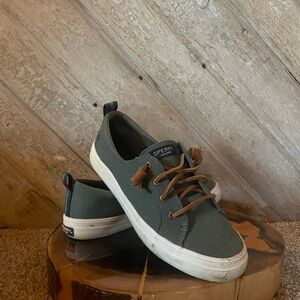 Sperry Women’s Canvas Boat Shoes - Green and Brown, Super cute for summer